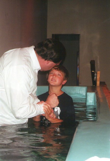 When Jordan was baptized.   One of my all-time favorite pictures.  I love the look in his eyes - sincere. 